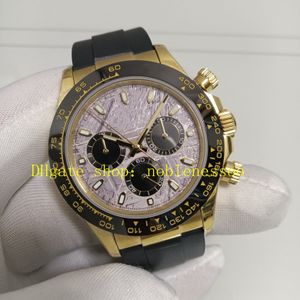 Relógios cronógrafos automáticos masculinos com foto real 40mm mostrador meteorito 18K ouro amarelo 116518 moldura de cerâmica pulseira de borracha 7750 movimento relógio esportivo crono