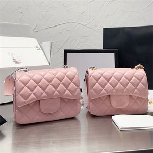 Mini kare flep çanta tasarımcıları kadın gerçek deri havyar kuzu derisi klasik siyah çanta kapitone kapaklı hangbags crossbody omuz altın zincir kutusu