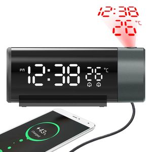 Desk Table Clocks LED Digital Alarm Clock 180° Rotation Electronic Table Projector Watch Time Projection Bedroom Bedside Automatic Backlight Clock 231115