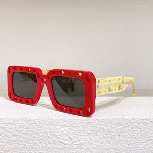 Güneş gözlükleri moda kare kadınlar erkekler kapalı fotch delik tasarım bayanlar beyaz dikdörtgen asetat gözlükleri oeri025 hip hop gözlük
