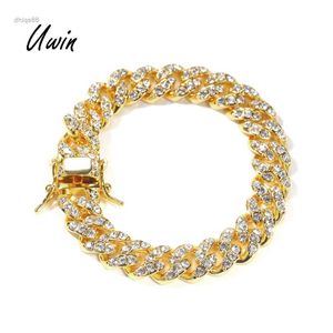 Uwin Iced Cuban Link Bracciale 12mm in lega di zinco con strass Miami Bangles Unisex Uomo Donna Bling Gioielli economici