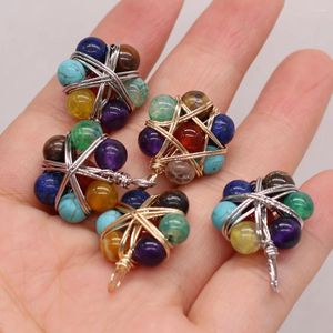 Ожерелья с подвесками из натуральных полудрагоценных камней, шестиугольные подвески в виде цветов для изготовления ювелирных изделий, аксессуары для ожерелья «сделай сам», случайный цвет, оптовая продажа