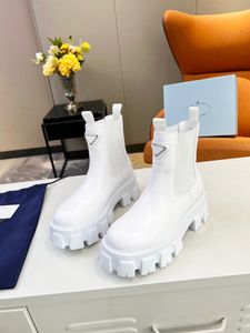 Novo designer botas femininas monolith brilhante destacável náilon bolsa sapatos de combate náilon hailf ao ar livre fundo grosso bota de comprimento médio 35-41