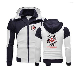 Erkek Hoodies 2023 Şemsiye Corporation Erkekler Patchwork Uzun Kollu Çift fermuarlı Ceketler Sıradan Sweatshirt Spor Giyim Katları