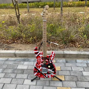 Guitarra elétrica Edward Eddie Van Halen Black White Stripe Red Heavy Relic Maple Neck, Floyd Rose Tremolo lindo Frankenstein frankenstrat Tribute refletor real