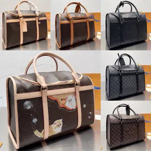 Yüksek kaliteli tasarımcı çanta lüks evcil hayvan taşıyıcı çanta moda evcil hayvan taşıyıcı sırt çantası klasik ayarlanabilir kayış tuval kaplı evcil hayvan çantası tek omuz crossbody çanta