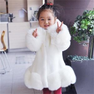 Детское пальто из искусственного меха, осенние и зимние куртки для девочек, новинка 2024 года, корейское издание, утепленное детское хлопковое пальто из искусственного меха лисицы