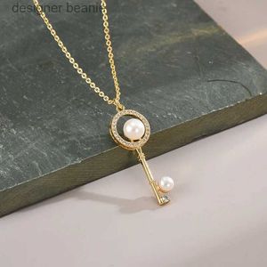 Pendant Necklaces 925 Sterling Silver Key Pearl Necklace Personalized Geometric She Pendant Choker Birtay Party Gift for Women Fine JewelryL231115