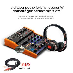 Freeshipping Audio Mixer UHF Mikrofon Bluetooth Ses Mikseri USB DJ Ses Karıştırma Konsolu 48V Phantom Power QXGAQ