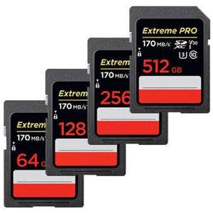 32GB/64GB/128GB/256GB Extreme Pro SD SDHC SDXC UHS-I KARTI 170MB/S ASIGE SANAYİ AÇIK KART DEPOLAMA KARTI MAVİ VE SİYAH HAZIR KARTLAR Rastgele teslim edilir