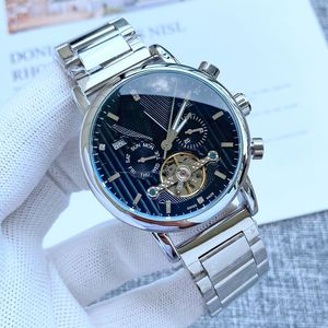 PETE PULHO RESPOSTA 2023 NOVO ALTA QUALIDADE LUZULO Mens relógios grandes volantes do Flywheel Cinco pontos Automático Mechanical Watch Top Luxury Brand Fashion Series Strap Steel