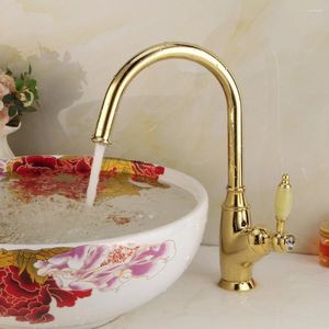 Banyo lavabo musluklar vidric mutfak musluk altın cilalı havza musluk lüks tek tutamak musluklar