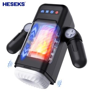 Pump Toys HESEKS Automatic Thrusting Vibrating with Heating Masturbation for Men Real Vagina Blowjob Male Masturbators 231116