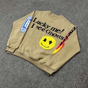 Sweatshirts Erkek Kadın Tasarımcı Hoodies Moda Sokak Giysesi CPFM Kanyes Grafiti Gülümseyen Yüz Baskı Pullover Uzun Kollu Çocuklar Ghots Sonbahar -Peluş Peluş Yuvarlak N