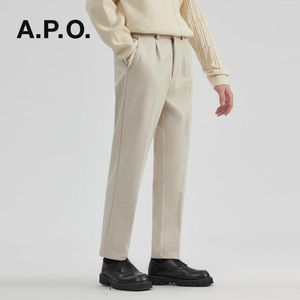 Erkek takım elbise bahar kalınlaşan yün pantolon pantolon pantolonlar Koreli gevşek düz tüp rahat geniş bacak şık zarif