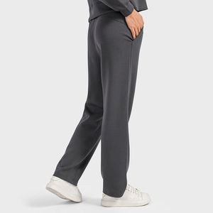 L-W016 Banliyö Loungeful Swearpants Pamuk Düz-bacak Pantolon Gevşek Fit Kadınlar Joggers Bahar Sonbahar Kış Yoga Pantolon Süper Yumuşak ve Sıcak Traning Pantolon