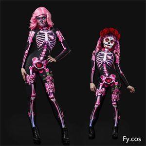 Cosplay Sexy Skeleton Devil Onesie Halloween Tights Adult Woman Scary Ghost Costume Rose Baby Kids Girl Rave Party Day of Death Jumpsuit 231115