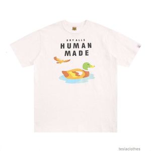 Tasarımcı Moda Giyim Lüks Tees Tshirts Doğru Versiyon İnsan Yapımı Yaz Yuvası Pamuk Yeni Erkekler Kadın Çift T-Shirt Yüzme Ördek Karikatür Kısa Kollu Pamuk T