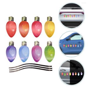 Noel Araç Mıknatıs Yansıtıcı Işık Işıkları Ampul Dekorasyonları Buzdolabı Mıknatıs Etiketleri Çıkartma Çıkartma Renkli Set Dış
