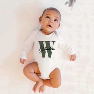 Kişiselleştirilmiş Bebek Bebek Adı Bodysuits Gebelik Duygu Hediyesi Özel İlk Mektup ve Tulum Oyun Kıyafetleri 231116