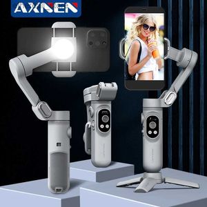 Stabilizatörler Akıllı Telefon Gimbal 3 Eksenli El Taşınır Cep Telefonu için Dolgu Işığı İPhone 13 Pro MAX YouTube Tiktok Vlog Q231116