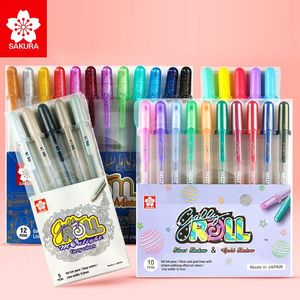Маркеры Japan Sakura, гелевые ручки в рулонах, основа/яркие/выделения/суфле/глазурь/3D декоративные маркеры, ручка для рисования с металлическими блестками 231116