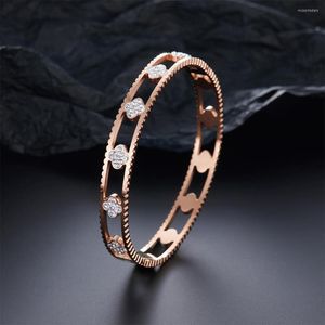 Bracciale da donna in acciaio inossidabile con cristalli bianchi intarsiati con onde frastagliate, moda, temperamento di alta classe, gioielli per feste