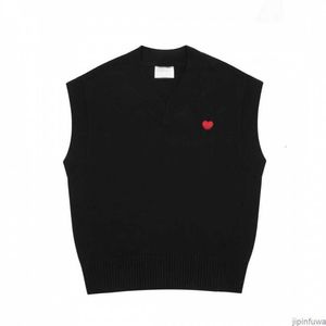 Amis sweater paris moda örgü jumper v boyun yelek kolsuz ter 2023 Sonbahar Kış I Heart Coeur Love Jacquard Amisweater LJ3U