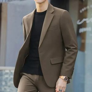 Erkekler Suits Blazers S4XL Business Casual Suit Kore Tarzı Modeli İnce Fit 2 Parça Set Sold Renk Blazer Pantolon Damat Gelinlik Partisi 231116