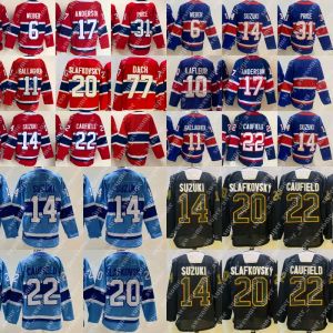 14 Nick Suzuki Jersey Juraj Slafkovsky Cole Caufield Kirby Dach Brendan Gallagher Josh Anderson Carey Fiyat Hokey Formaları Youth Red Stitche