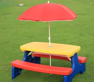 Складной уличный стол и стул для хранения на кухне для детей с зонтиком, портативный стол для пикника, четыре учебных стола для детского сада