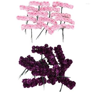 Декоративные цветы 288 с.д. мини -миниатюрная бумага искусственная розовая бутоны DIY Craft Wedding Decor Home Purple Light Pink
