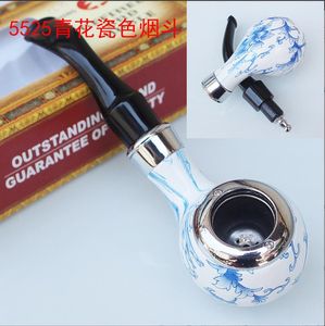 Pipa da fumo ovale in stile cinese Pipa in bachelite color porcellana bianca e blu
