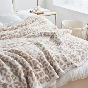 Battaniye leopar baskı battaniye yumuşak örme havlu kanepe kapak atış pazen polar yatak ev dekorasyon için