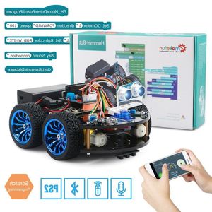 Бесплатная доставка 4WD Smart Robot Car Diy для Arduino R3 Starter Robotics Learning Kit APP RC STEM Toy Kid Поддержка Scratch Library Lamka