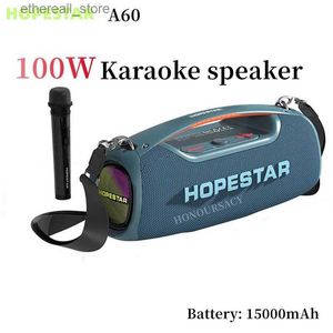 Cep Telefonu Hoparlörleri Hopestar A60 100W Karaoke Bluetooth Hoparlör Yüksek Güçlü Açık Mekan Taşınabilir Kablosuz Sütun Müzik Merkezi Subwoofer Süper Base Ses Q231117