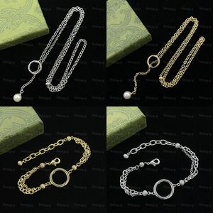 Designer Chic Chain Necklaces Bracelets Sets Fashion Letters Plated Brass Copper Necklaces Bracelets