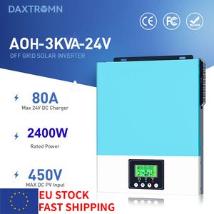 DAXTROMN 3KVA 2400W Off Grid Солнечный инвертор 24V 220V 450VDC Инвертор чистого синуса 80A MPPT Контроллер заряда солнечной энергии Поддержка Wi-Fi