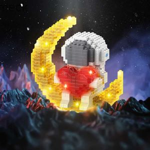 Bloklar oyuncaklar figür astronot yapı blokları model uzay yolculuğu insan ayı ışık gül diy montajı çocuklar çocuklar hediye dekorasyonlarını seviyor
