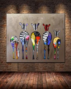 Pinturas abstratas coloridas zebra hd impressão em tela pintura animal impressões de arte de parede e posters para sala de estar decoração de casa p7891214