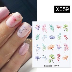 Harunouta 1 peça decalque e adesivo para unhas de água de nascente flor folha árvore verde simples controle deslizante de verão para manicure arte em unhas marca d'água arte em unhas adesivos decalques arte em unhas