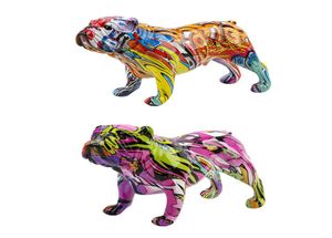 Cor criativa bulldog chihuahua cão estátua estatueta resina escultura casa escritório bar loja decoração ornamento crafts8714379