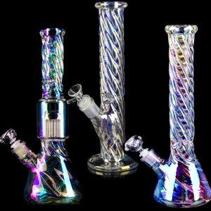 Bongos percoladores de vidro Narguilé Blue Matrix Perc Óculos grossos Cachimbos de água Copo para fumar Dab Rig Com tigela de 14 mm Downstem Perc