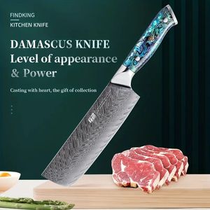 Нож шеф-повара 6,5 дюймов, нож Накири, профессиональное лезвие из дамасской стали, ручка в виде ракушки, кухонный нож шеф-повара, кухонные аксессуары