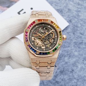 frosted Skeleton Watches for men Automatic Mechanical Watch Diamond 42mm Dial Luminous Waterproof Luxury Sapphire Wristwatch Designer Relojes para hombres