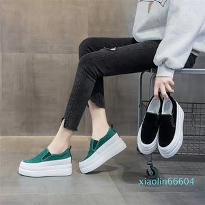 Orijinal Deri Kadın Ayakkabı Platform Platform Kama Spor Ayakkabıları Tıknaz Ayakkabı Slipon Kadınlarda Slip To Sıradan Ayakkabı Slipony Bahar Sonbahar