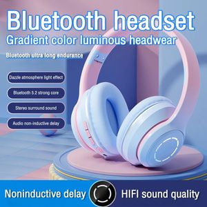 Cep Telefonu Kulaklıklar 2023 Gradyan Renk Bluetooth Kulaklık Kablosuz Müzik Kulaklık LED Işık Mikrofon Oyuncu Kulaklık Çocukları Güzel Noel Hediyeleri 231117
