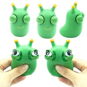 Yeni yaratıcı silikon haşhaş oyuncak büyük göz squishy yeşil böcek stresi rahatlatın duyusal fidget oyuncak solucan squishy büyük gözler bebek
