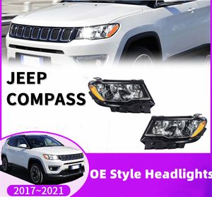 Автомобильные светодиодные лампы дневного света для Jeep Compass 2017-2021, фара в сборе, дальний свет, указатели поворота, фары происхождения