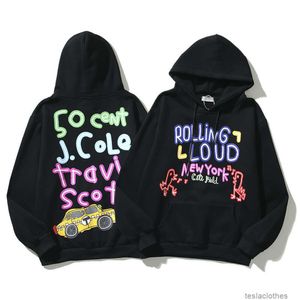 Tasarımcı Hoodie Erkek Sweatshirts Fashion Street Giyim Travi Scotts Rolling Neon Headliners Renkli H -boyalı Graffiti Hoodie
